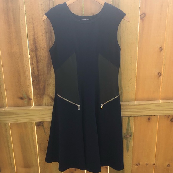 Fifteen Twenty Sleeveless Leather Panel Dress- Navy Blue and Black Size Small - Picture 3 of 14
